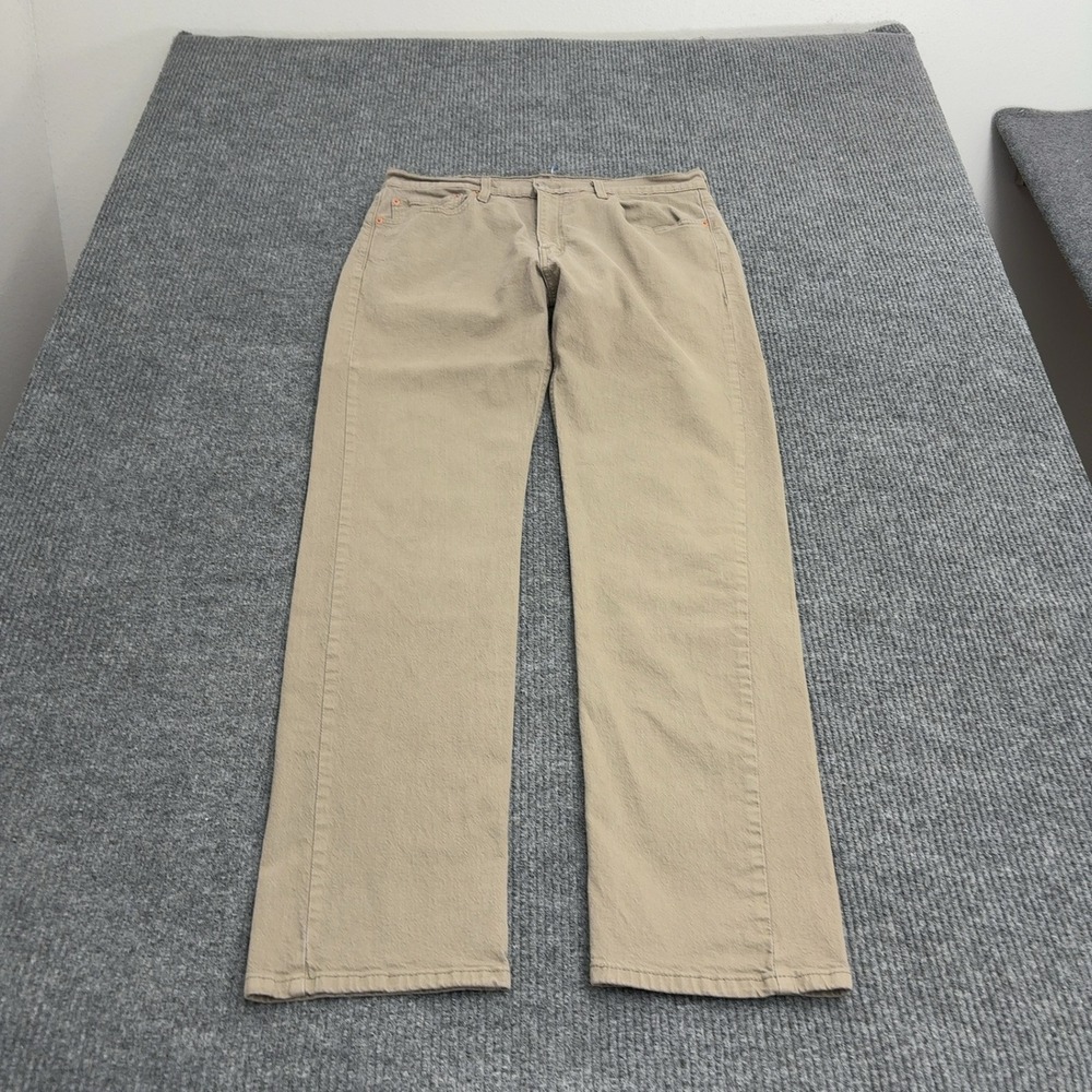 Levi's 505 Jeans Mens 36x34 Tan Cotton Straight Leg Casual Classic Workwear